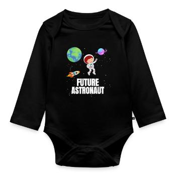 Astronomy Planetary Rocket Future Astronaut - Organic Longsleeve Baby Bodysuit - black - Front
