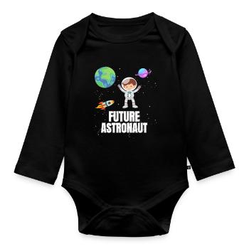 Fusée d’astronomie pour enfants Futur astronaute - Body Bébé bio manches longues - noir - Devant