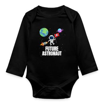 Rockets Space Astronomy Future Astronaut - Organic Longsleeve Baby Bodysuit - black - Front