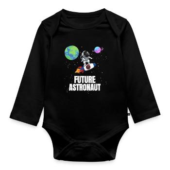Galaxy Rocket Space Future Astronaut - Organic Longsleeve Baby Bodysuit - black - Front