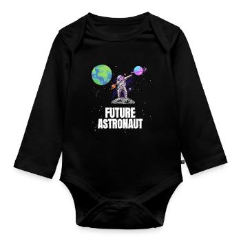 Space Astronomy Dabbing Future Astronaut - Organic Longsleeve Baby Bodysuit - black - Front