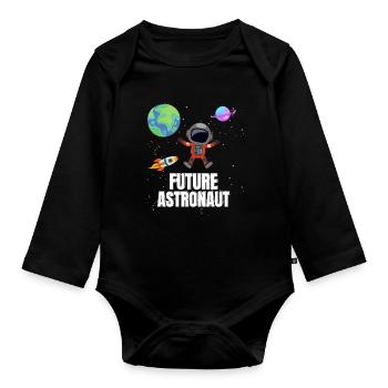 Rocket Planet Galaxy Future Astronaut - Organic Longsleeve Baby Bodysuit - black - Front
