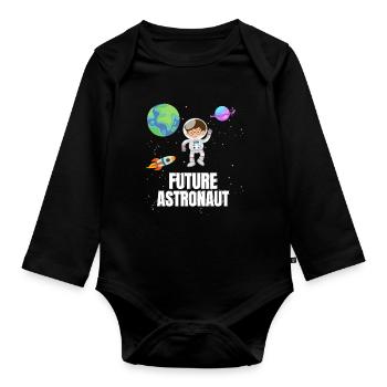 Space Planet Rocket Future Astronaut - Organic Longsleeve Baby Bodysuit - black - Front