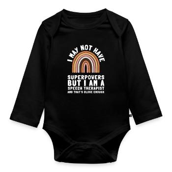 Speech Language Pathologist Speech Therapy SLP - Baby Bio-Langarm-Body - Schwarz - Vorne