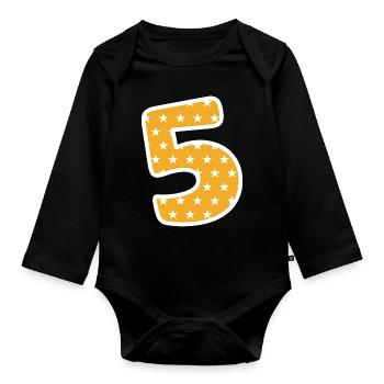 Five - Organic Longsleeve Baby Bodysuit - black - Front
