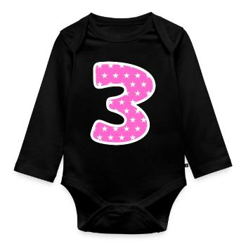 Numéro 3 - Body Bébé bio manches longues - noir - Devant