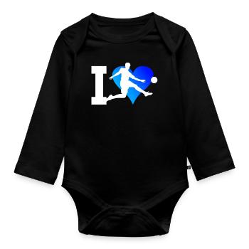 Herren Fussballer Fussballspieler Fussball - Baby Bio-Langarm-Body - Schwarz - Vorne