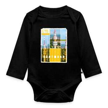 Dortmund Germany City Skyline Home Love - Organic Longsleeve Baby Bodysuit - black - Front