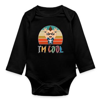 Baby Kind Sprüche Cool Junge Punk Boy Retro - Baby Bio-Langarm-Body - Schwarz - Vorne
