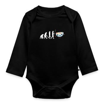 Bouillie céréales Grits Kasha Upma Riz et avoine - Body Bébé bio manches longues - noir - Devant