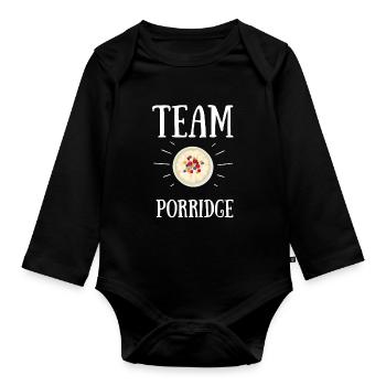 Bouillie céréales Grits Kasha Upma Riz et avoine - Body Bébé bio manches longues - noir - Devant
