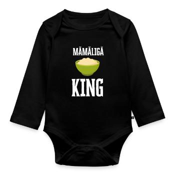 Mamaliga Bouillie moldave roumaine Polenta - Body Bébé bio manches longues - noir - Devant