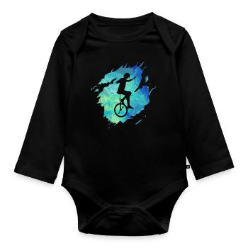 Monocycle monoroue vintage - Body Bébé bio manches longues - noir - Devant