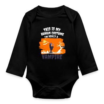 Funny Gift Halloween Costume Vampire - Organic Longsleeve Baby Bodysuit - black - Front