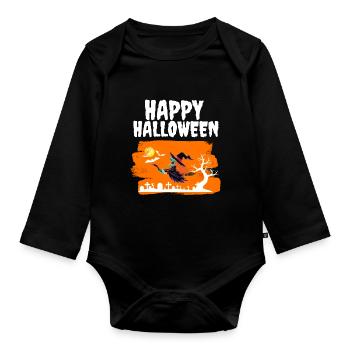 Creepy Witch Costume Party Joyeux Halloween - Body Bébé bio manches longues - noir - Devant
