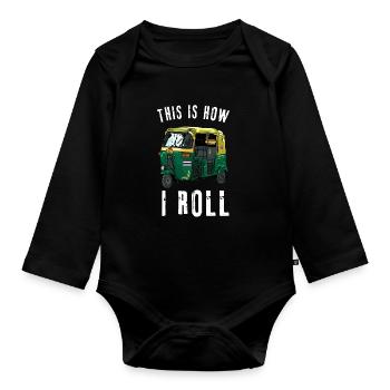 Tuk Tuk Rickshaw Italian Scooter Transporter - Organic Longsleeve Baby Bodysuit - black - Front
