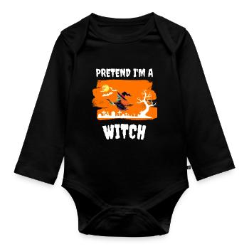 Cadeau de costume de sorcière balai de sorcière Halloween - Body Bébé bio manches longues - noir - Devant