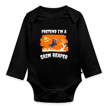 I pretend to be the Grim Reaper Halloween - Organic Longsleeve Baby Bodysuit - black - Front