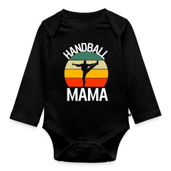 Handballer Mama Sport Muttertag Geschenk Handball - Baby Bio-Langarm-Body - Schwarz - Vorne