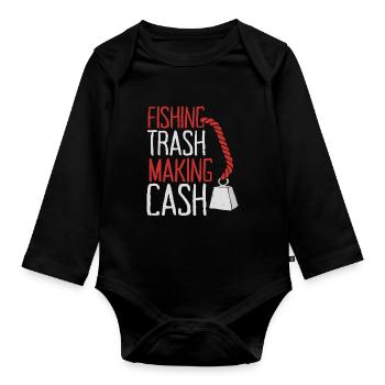 Magnet Fishing Magnet Fisher Fisherman - Organic Longsleeve Baby Bodysuit - black - Front