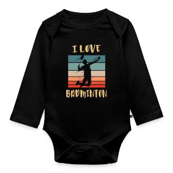 J’adore Badminton Jump Smash - Body Bébé bio manches longues - noir - Devant