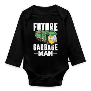 Recycling Garbage Truck – Recycling Management - Baby Bio-Langarm-Body - Schwarz - Vorne