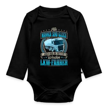 LKW Fahrer - Baby Bio-Langarm-Body - Schwarz - Vorne