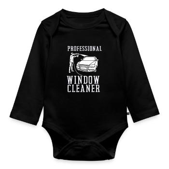 Window Cleaner Services Car Window Cleaning Window - Organic Longsleeve Baby Bodysuit - black - Front