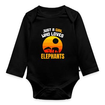 Retro Mädchen Afrika Tier Geschenk Elefant - Baby Bio-Langarm-Body - Schwarz - Vorne