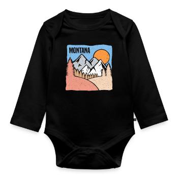 Natur Montana Mountain Design für stolze Montaner - Baby Bio-Langarm-Body - Schwarz - Vorne
