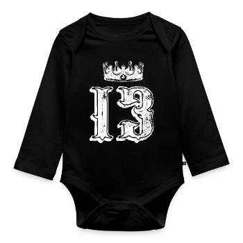 13 Couronne numérique - Body Bébé bio manches longues - noir - Devant