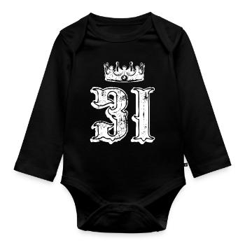 31 Couronne numérique - Body Bébé bio manches longues - noir - Devant