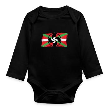 Euskal Presoak Euskal Herria Pays Basque - Body Bébé bio manches longues - noir - Devant