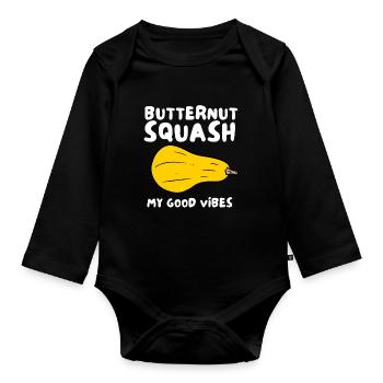 Fresh Farmers Market, Organic Butternut Squash My - Organic Longsleeve Baby Bodysuit - black - Front