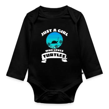 Tortue de mer Fille Cadeau Tortue - Body Bébé bio manches longues - noir - Devant