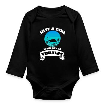 Tortue de mer Fille Rétro Tortue de mer - Body Bébé bio manches longues - noir - Devant