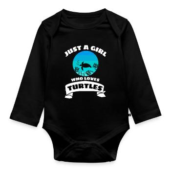 Ocean Animal Lovers Fille Tortue Rétro - Body Bébé bio manches longues - noir - Devant