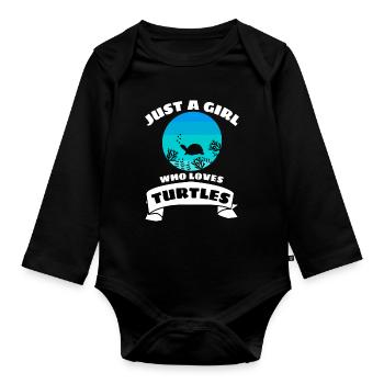 Animal Lovers Ocean Animal Girl Retro Turtle - Organic Longsleeve Baby Bodysuit - black - Front