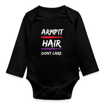 Féministe Anti Rasage Corps Velu - Body Bébé bio manches longues - noir - Devant