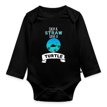 Animal Lovers Ocean Animal Retro Turtle - Organic Longsleeve Baby Bodysuit - black - Front