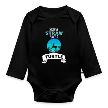 Animal Lovers Ocean Animal Retro Turtle - Organic Longsleeve Baby Bodysuit - black - Front