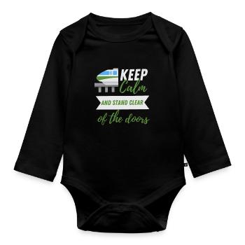 Public Transportation Stand Clear Of - Organic Longsleeve Baby Bodysuit - black - Front