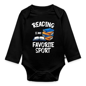Bücher Lesen Buch Bücherwurm Buchnerd Roman - Baby Bio-Langarm-Body - Schwarz - Vorne