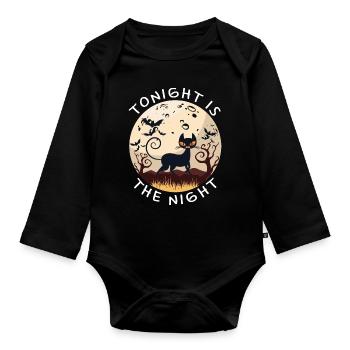 Ce soir, c’est la nuit du chat noir Halloween - Body Bébé bio manches longues - noir - Devant