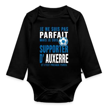 supporter football auxerre sport Club auxerrois - Body Bébé bio manches longues - noir - Devant