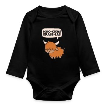 Highland Cow Breeder Scottish Cattle Hairy Cow - Organic Longsleeve Baby Bodysuit - black - Front