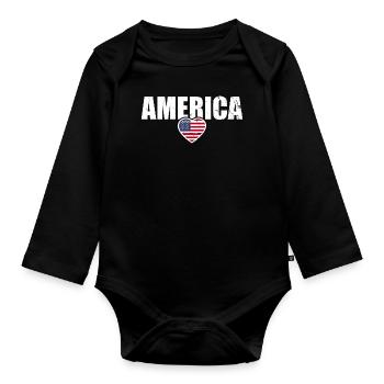America Amerikanische Flagge Vereinigte Staaten - Baby Bio-Langarm-Body - Schwarz - Vorne
