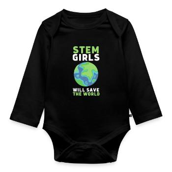 Female Stem Scientist Technology Student, - Organic Longsleeve Baby Bodysuit - black - Front