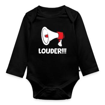 Mégaphone - Louder - Body Bébé bio manches longues - noir - Devant