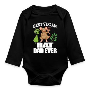 Rats Vegan | Rat Animals Pet Gift Idea - Organic Longsleeve Baby Bodysuit - black - Front
